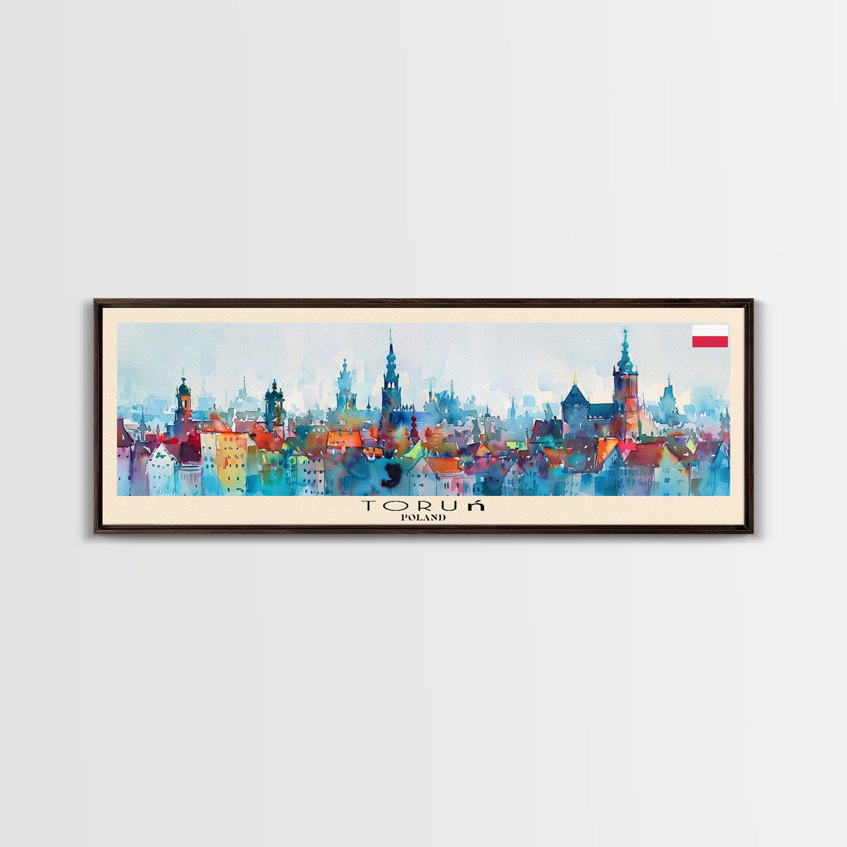 Torun Poland Travel Art, City Art, Framed Canvas Print or Metal Wall Art, Europe Travel Poster, Panoramic Wall Art, Extra Wide Wall Art