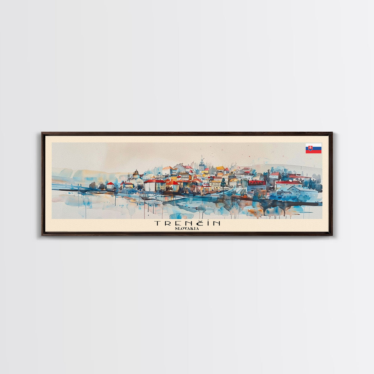 Trencin Slovakia Travel Art, City Art, Framed Canvas Print or Metal Wall Art, Europe Travel Poster, Panoramic Wall Art, Extra Wide Wall Art