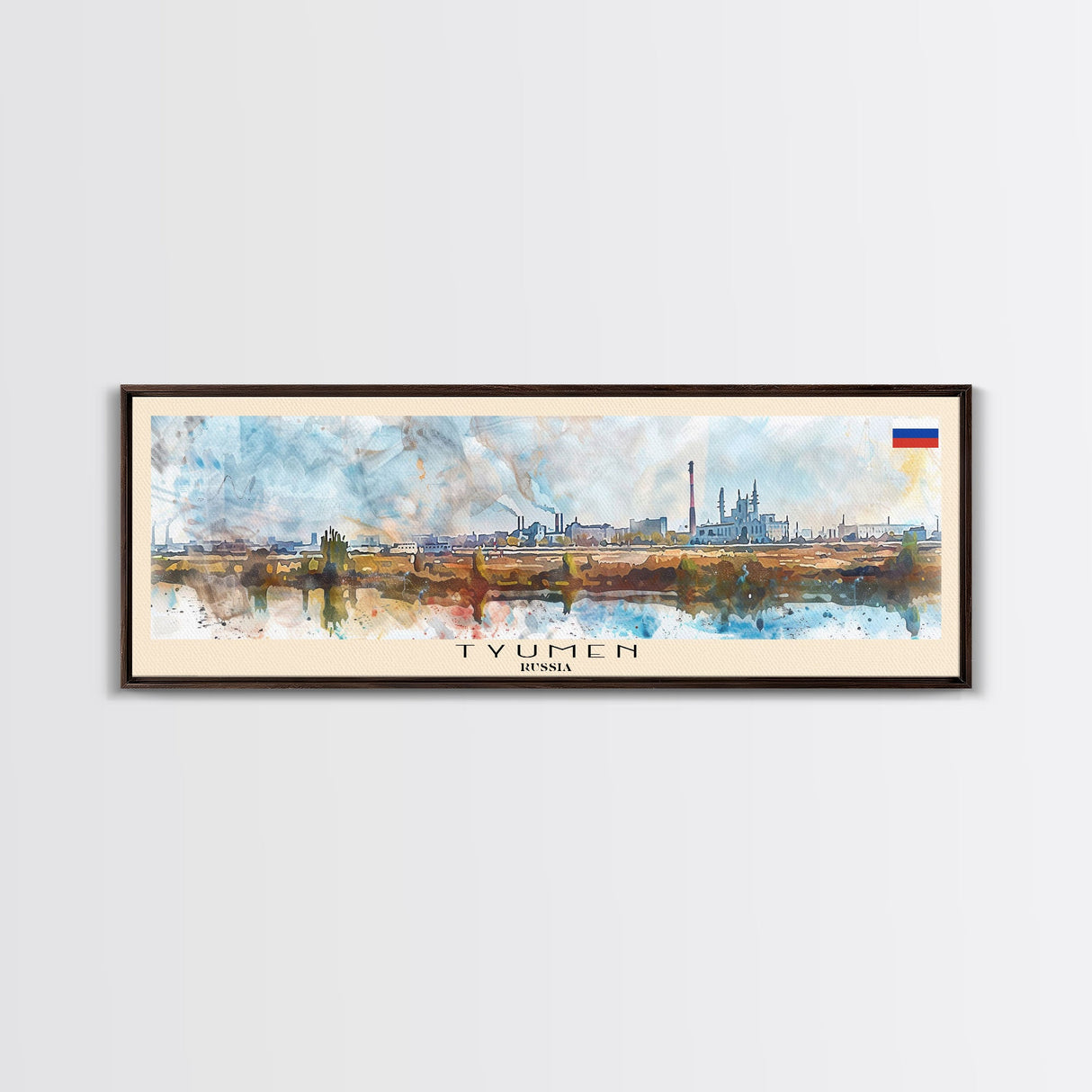 Tyumen Russia Panoramic Travel Poster, Framed Canvas Print or Metal Wall Art, Travel Art, Home Decor, Panoramic Painting, Midcentury Art