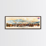 Varadin Croatia Panoramic Travel Poster, Framed Canvas Print or Metal Wall Art, Travel Art, Home Decor, Panoramic Painting, Midcentury Art