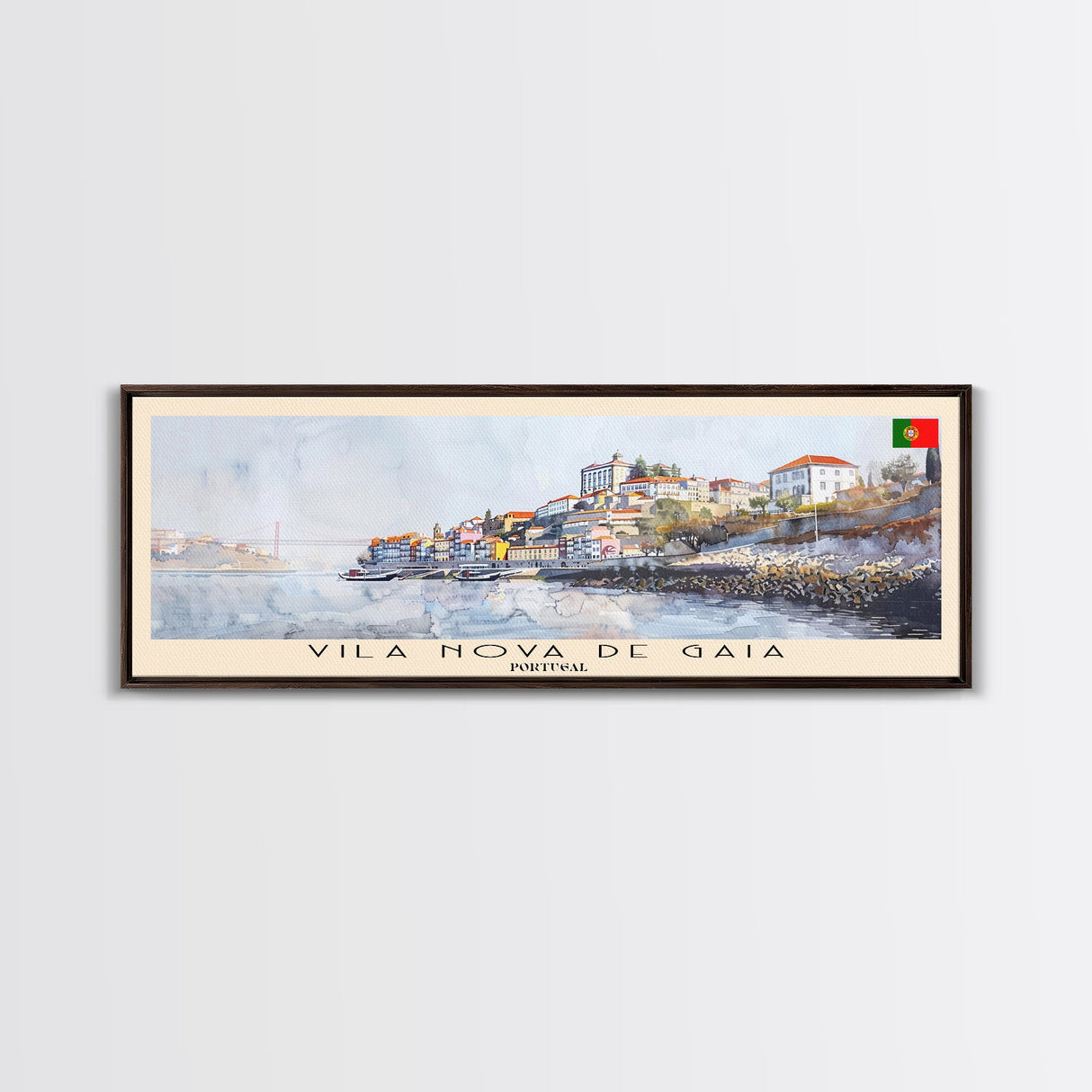 Vila Nova de Gaia Portugal Travel Print Wall Art, Panoramic City Art, Travel Art, Wall Decor, Vacation Gift, Framed Canvas Print Or Metal Art