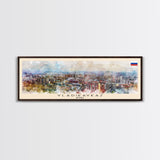 Vladikavkaz Russia Panoramic Travel Poster, Framed Canvas Print or Metal Wall Art, Travel Art, Home Decor, Panoramic Painting, Midcentury Art