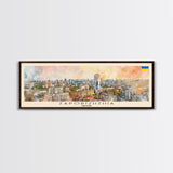 Zaporizhzhia Ukraine Panoramic Travel Poster, Framed Canvas Print or Metal Wall Art, Travel Art, Home Decor, Panoramic Painting, Midcentury Art