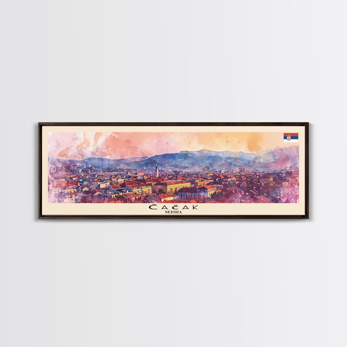 Čačak Serbia Wall Art, Panoramic Travel Poster, Panoramic Framed Canvas Print, City Wall Art, Wall Hanging Home Decor, Travel Art