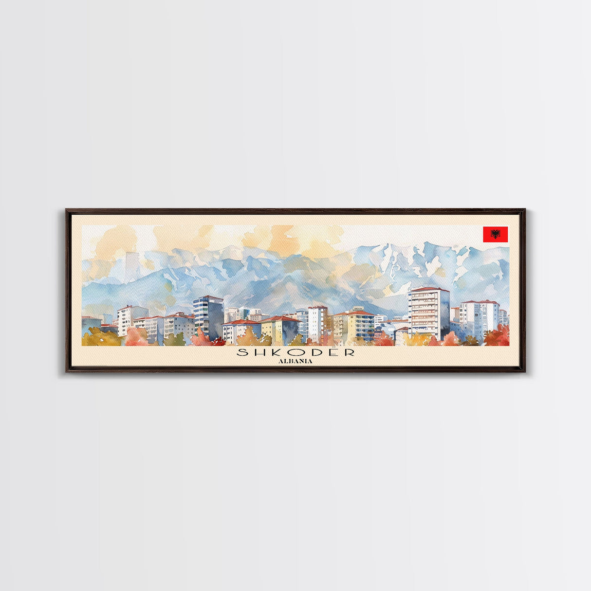 Shkodr Albania Travel Print Wall Art, Panoramic City Art, Travel Art, Wall Decor, Vacation Gift, Framed Canvas Print Or Metal Art