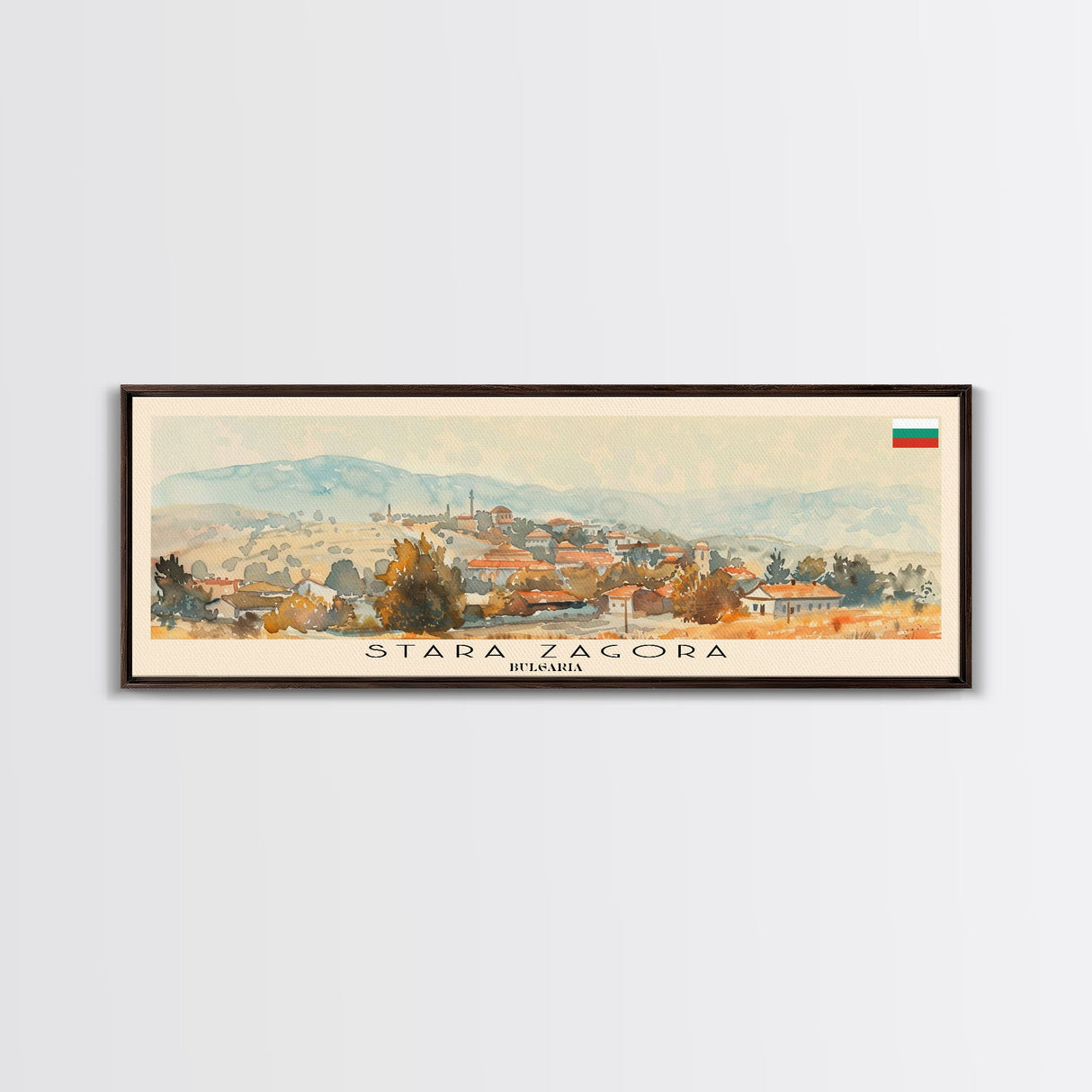 Stara Zagora Bulgaria Wall Art, Panoramic Travel Poster, Panoramic Framed Canvas Print, City Wall Art, Wall Hanging Home Decor, Travel Art