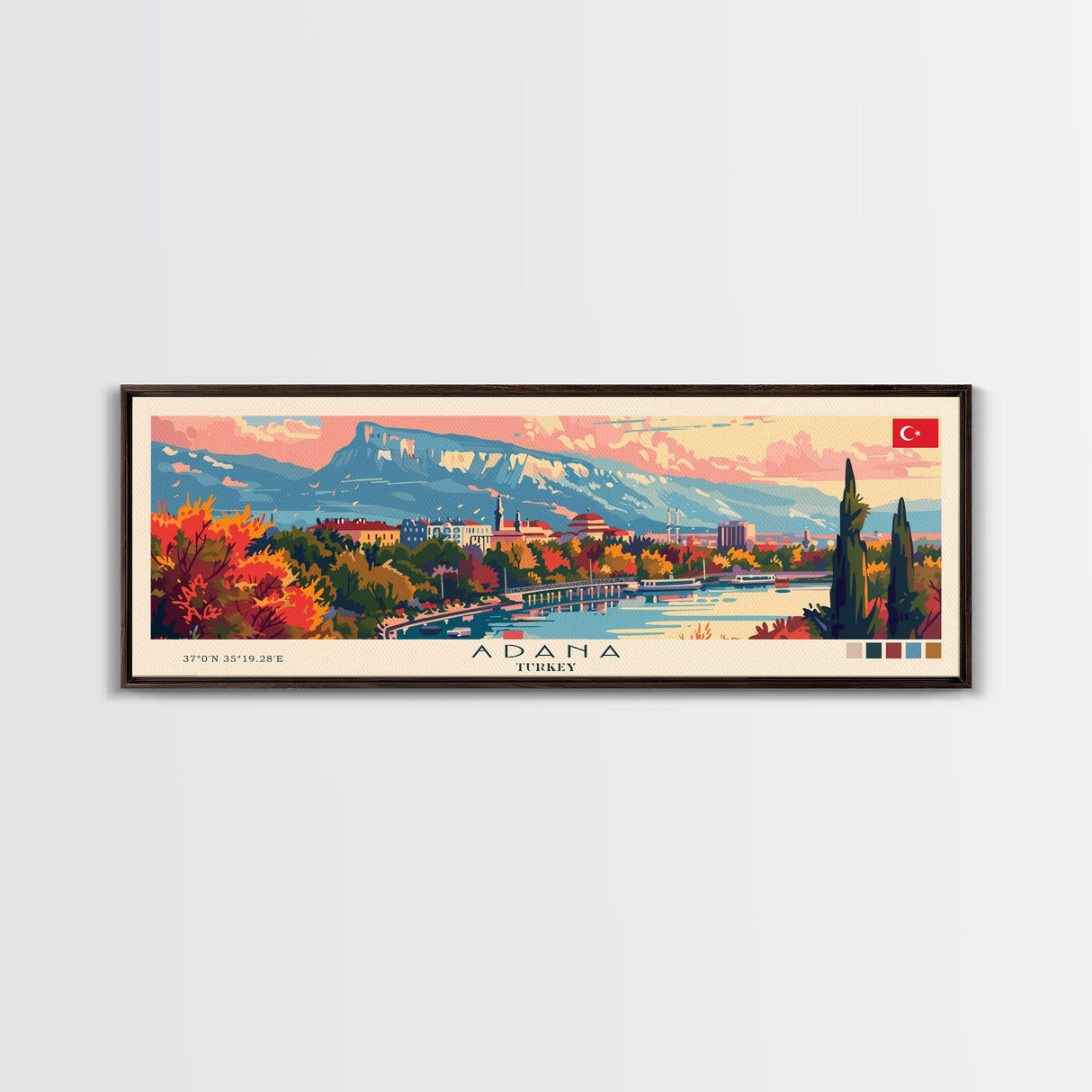 Adana Turkey  Travel Art, City Art, Framed Canvas Print or Metal Wall Art, Europe Travel Poster, Panoramic Wall Art, Extra Wide Wall Art