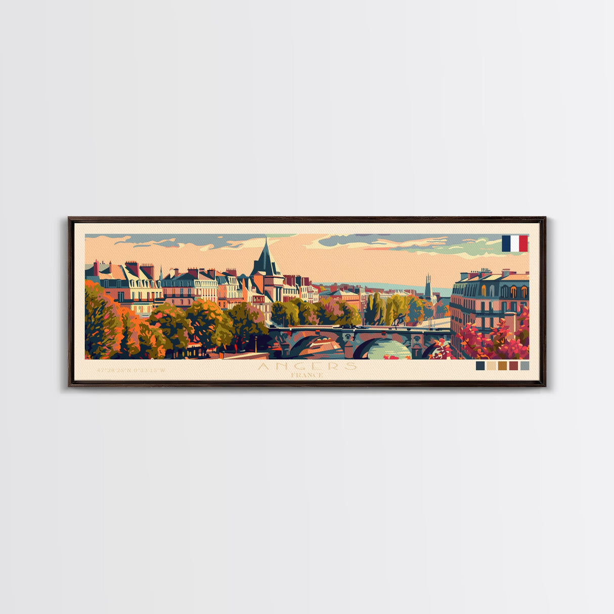 Angers France Wall Art, Panoramic Travel Poster, Panoramic Framed Canvas Print, City Wall Art, Wall Hanging Home Decor, Travel Art