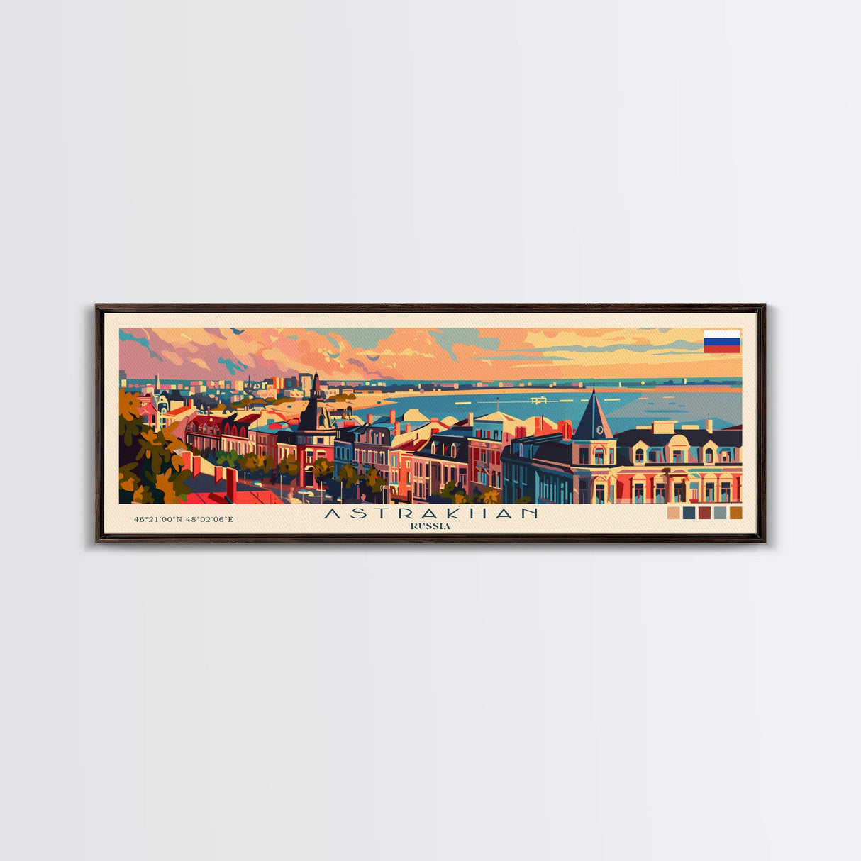 Astrakhan Russia Travel Print Wall Art, Panoramic City Art, Travel Art, Wall Decor, Vacation Gift, Framed Canvas Print Or Metal Art