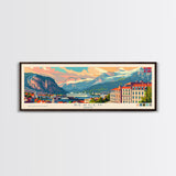 Bergen Norway Wall Art, Panoramic Travel Poster, Panoramic Framed Canvas Print, City Wall Art, Wall Hanging Home Decor, Travel Art