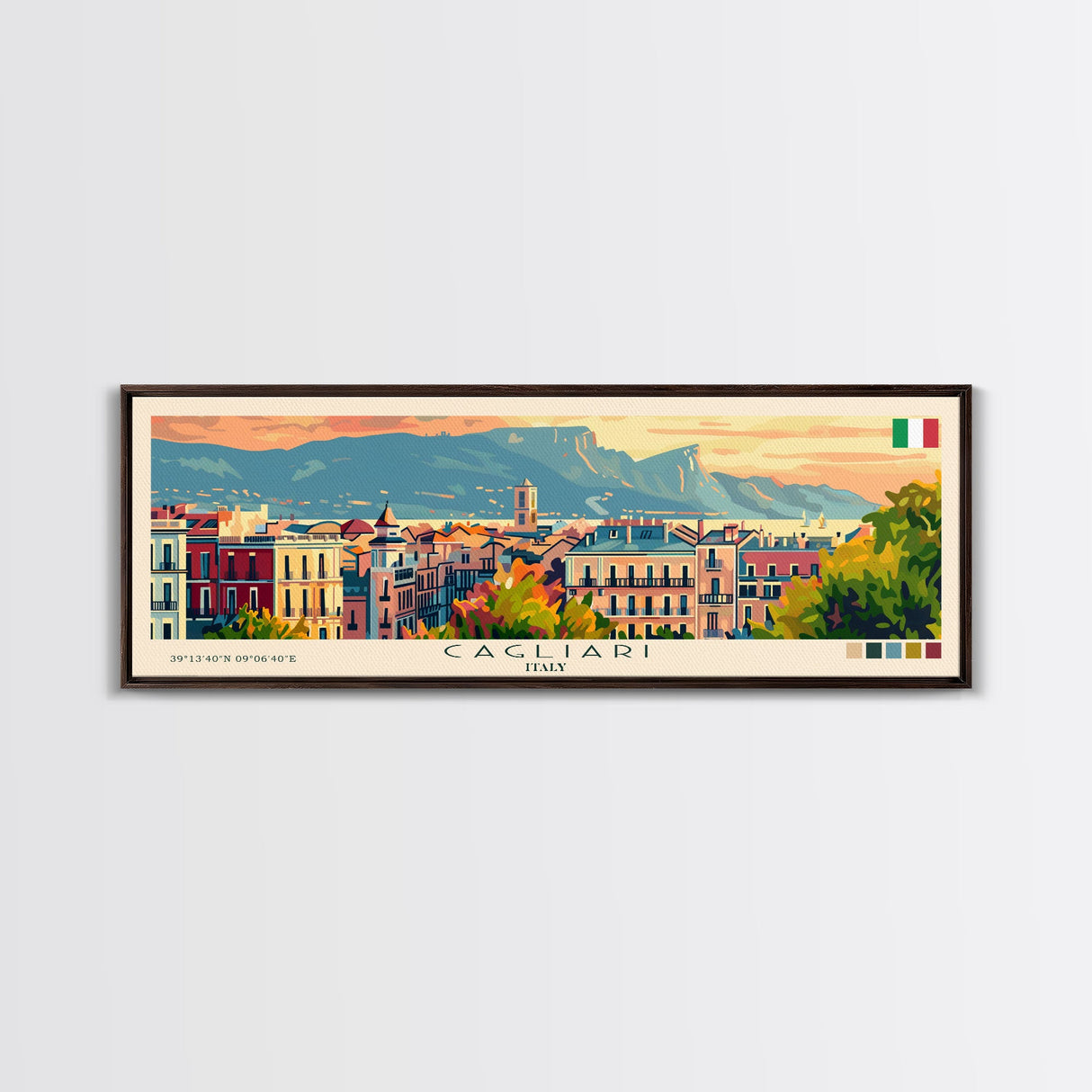 Cagliari Italy Wall Art, Panoramic Travel Poster, Panoramic Framed Canvas Print, City Wall Art, Wall Hanging Home Decor, Travel Art