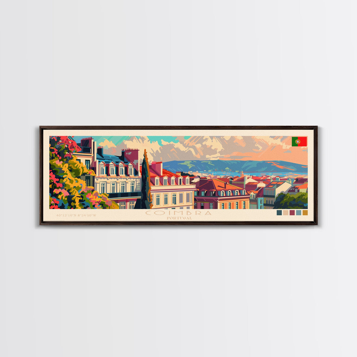 Coimbra Portugal Travel Art, City Art, Framed Canvas Print or Metal Wall Art, Europe Travel Poster, Panoramic Wall Art, Extra Wide Wall Art