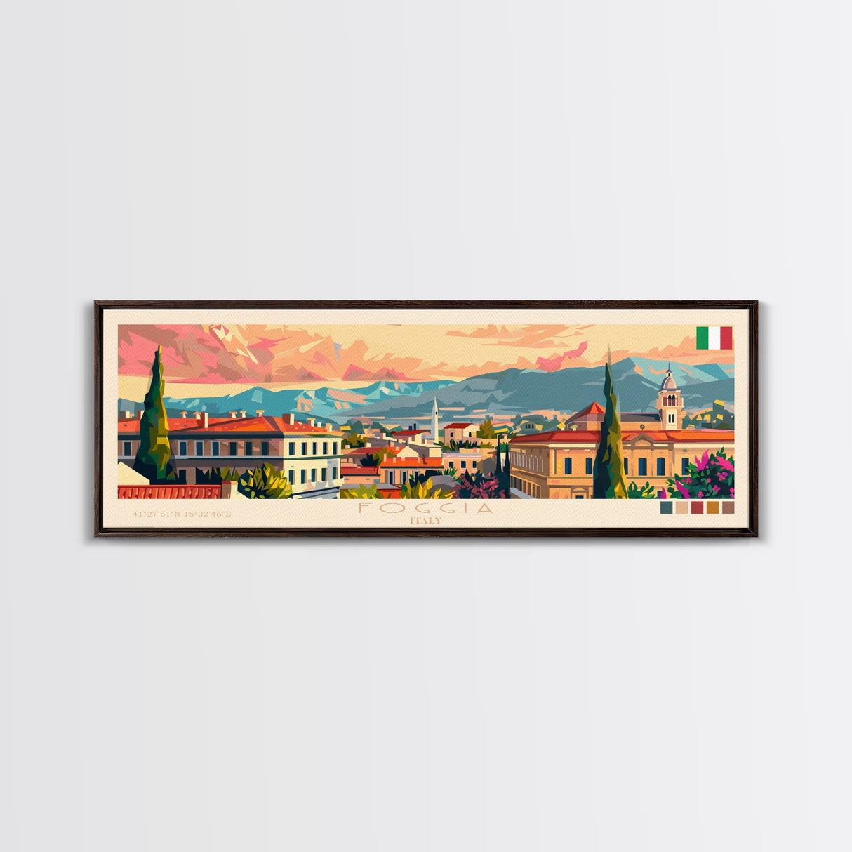 Foggia Italy Wall Art, Panoramic Travel Poster, Panoramic Framed Canvas Print, City Wall Art, Wall Hanging Home Decor, Travel Art