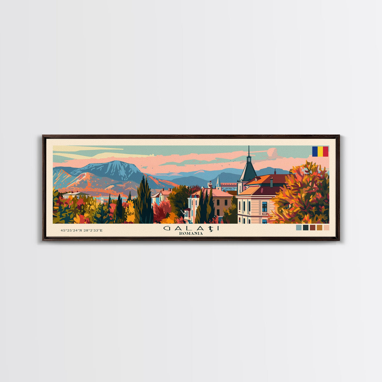 Galati Romania Travel Art, City Art, Framed Canvas Print or Metal Wall Art, Europe Travel Poster, Panoramic Wall Art, Extra Wide Wall Art