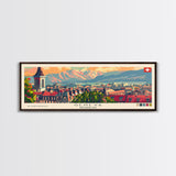 Geneva Switzerland Wall Art, Panoramic Travel Poster, Panoramic Framed Canvas Print, City Wall Art, Wall Hanging Home Decor, Travel Art