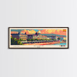 Gijón Spain Travel Print Wall Art, Panoramic City Art, Travel Art, Wall Decor, Vacation Gift, Framed Canvas Print Or Metal Art