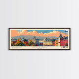 Helsinki Finland Travel Art, City Art, Framed Canvas Print or Metal Wall Art, Europe Travel Poster, Panoramic Wall Art, Extra Wide Wall Art