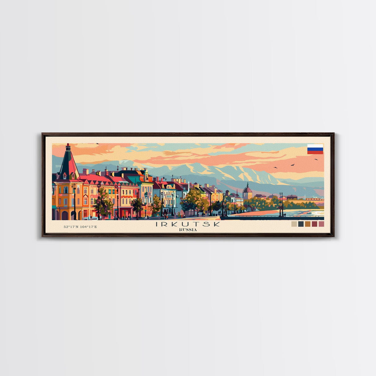 Irkutsk Russia Wall Art, Panoramic Travel Poster, Panoramic Framed Canvas Print, City Wall Art, Wall Hanging Home Decor, Travel Art