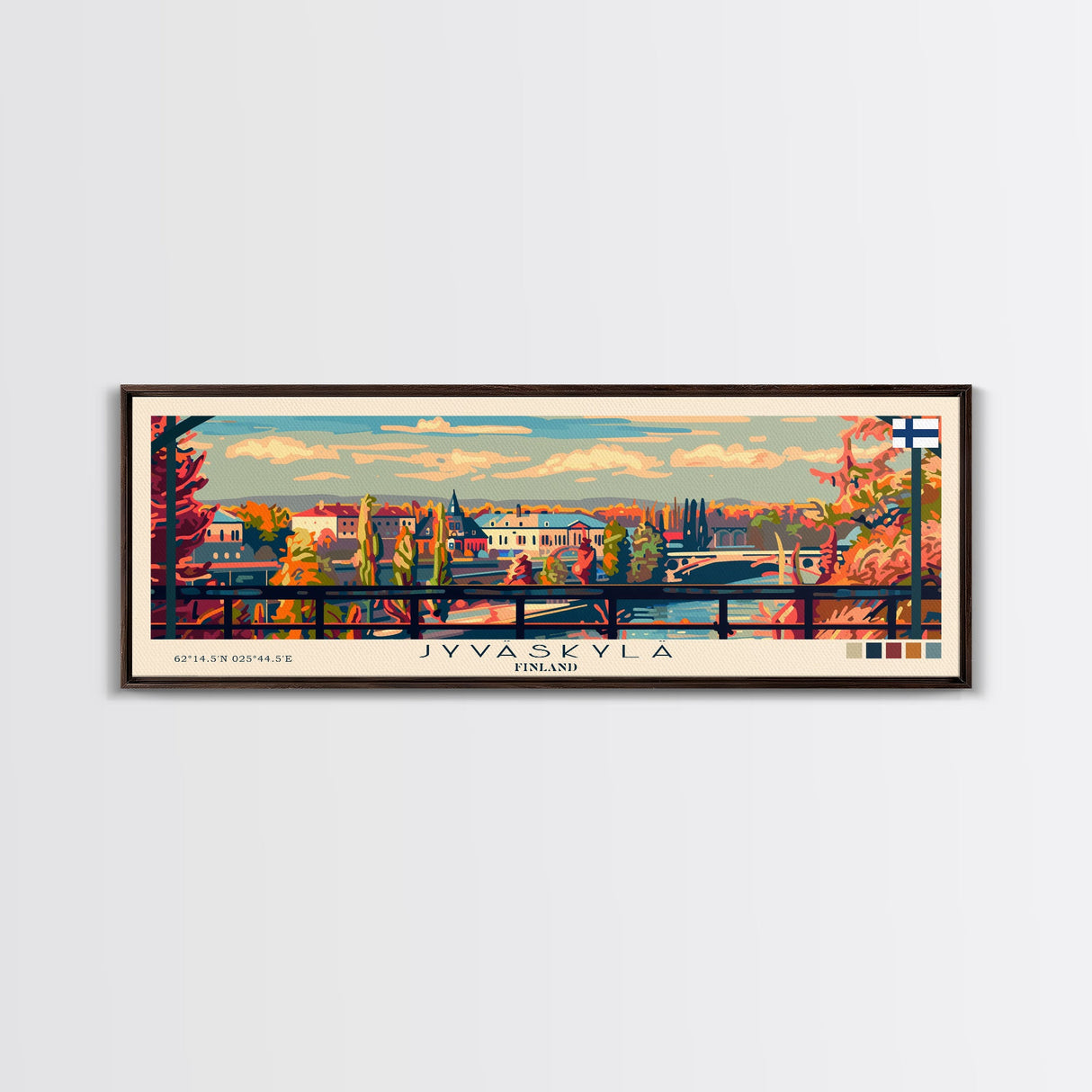 Jyvaskyla Finland Travel Art, City Art, Framed Canvas Print or Metal Wall Art, Europe Travel Poster, Panoramic Wall Art, Extra Wide Wall Art