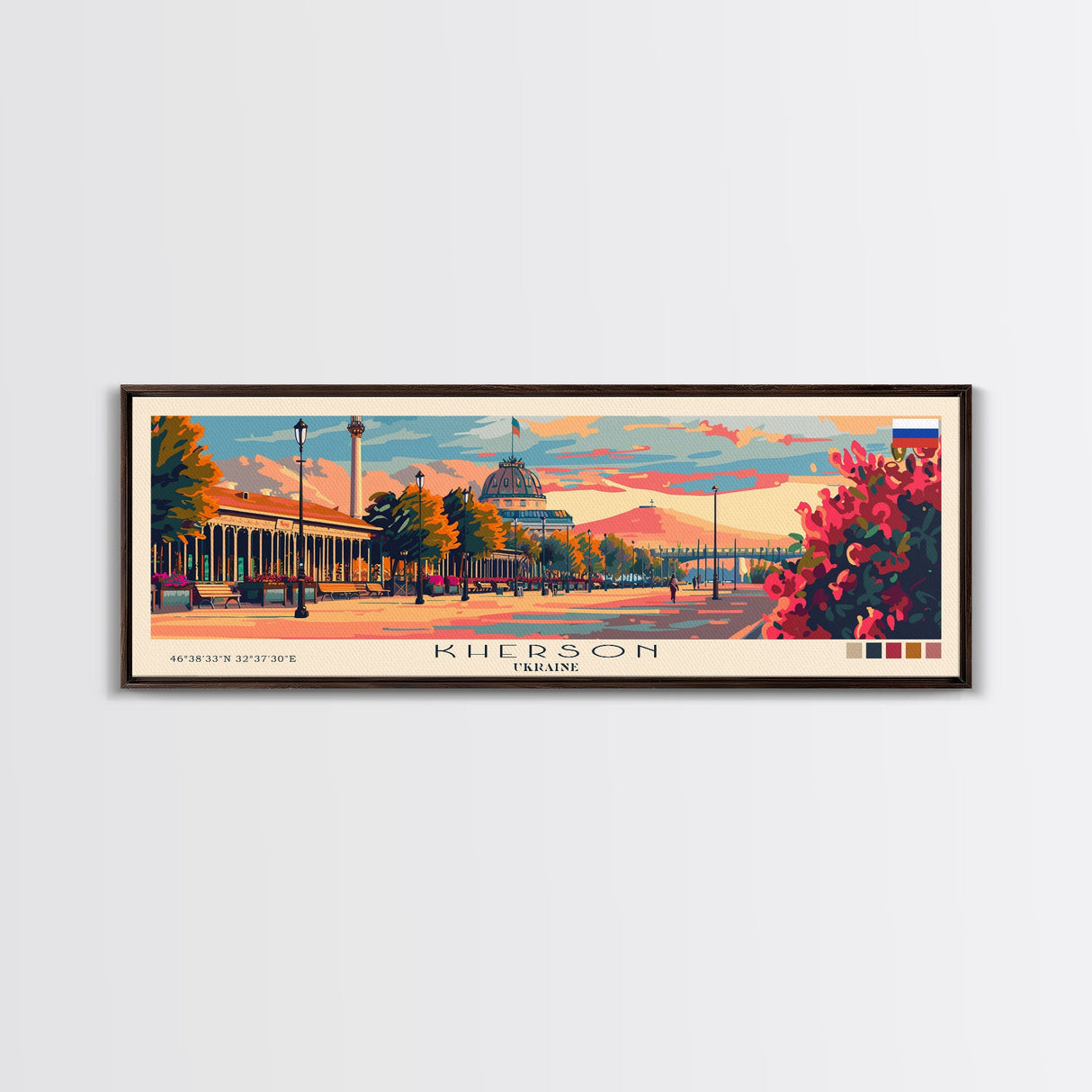 Kherson Ukraine Wall Art, Panoramic Travel Poster, Panoramic Framed Canvas Print, City Wall Art, Wall Hanging Home Decor, Travel Art