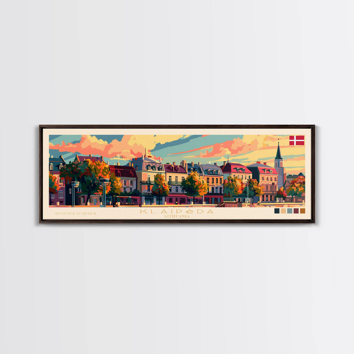 Klaipda Lithuania Wall Art, Panoramic Travel Poster, Panoramic Framed Canvas Print, City Wall Art, Wall Hanging Home Decor, Travel Art