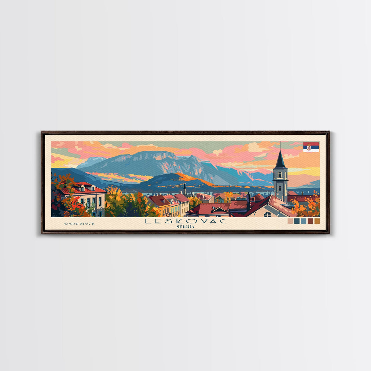 Leskovac Serbia Wall Art, Panoramic Travel Poster, Panoramic Framed Canvas Print, City Wall Art, Wall Hanging Home Decor, Travel Art