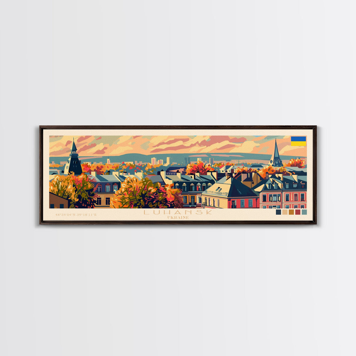 Luhansk Ukraine Wall Art, Panoramic Travel Poster, Panoramic Framed Canvas Print, City Wall Art, Wall Hanging Home Decor, Travel Art