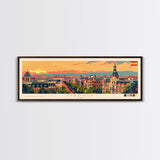 Madrid Spain Panoramic Travel Poster, Framed Canvas Print or Metal Wall Art, Travel Art, Home Decor, Panoramic Painting, Midcentury Art