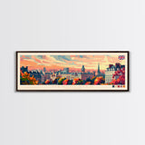 Manchester United Kingdom Panoramic Travel Poster, Framed Canvas Print or Metal Wall Art, Travel Art, Home Decor, Panoramic Painting, Midcentury Art