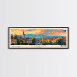 Maribor Slovenia Panoramic Travel Poster, Framed Canvas Print or Metal Wall Art, Travel Art, Home Decor, Panoramic Painting, Midcentury Art