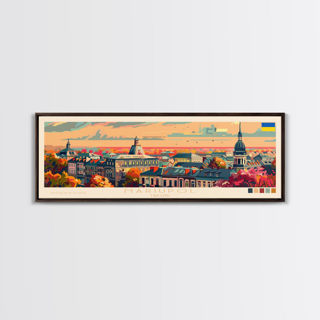 Mariupol Ukraine Wall Art, Panoramic Travel Poster, Panoramic Framed Canvas Print, City Wall Art, Wall Hanging Home Decor, Travel Art