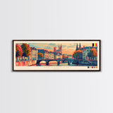 Mechelen Belgium Panoramic Travel Poster, Framed Canvas Print or Metal Wall Art, Travel Art, Home Decor, Panoramic Painting, Midcentury Art