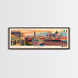 Milan Italy Panoramic Travel Poster, Framed Canvas Print or Metal Wall Art, Travel Art, Home Decor, Panoramic Painting, Midcentury Art