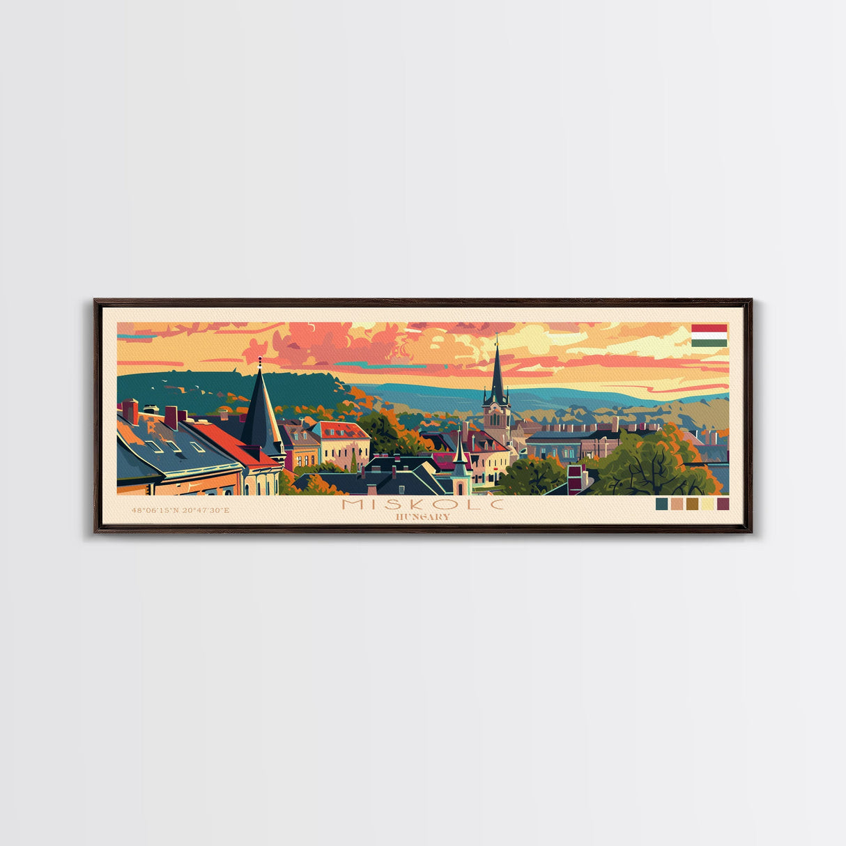 Miskolc Hungary Wall Art, Panoramic Travel Poster, Panoramic Framed Canvas Print, City Wall Art, Wall Hanging Home Decor, Travel Art