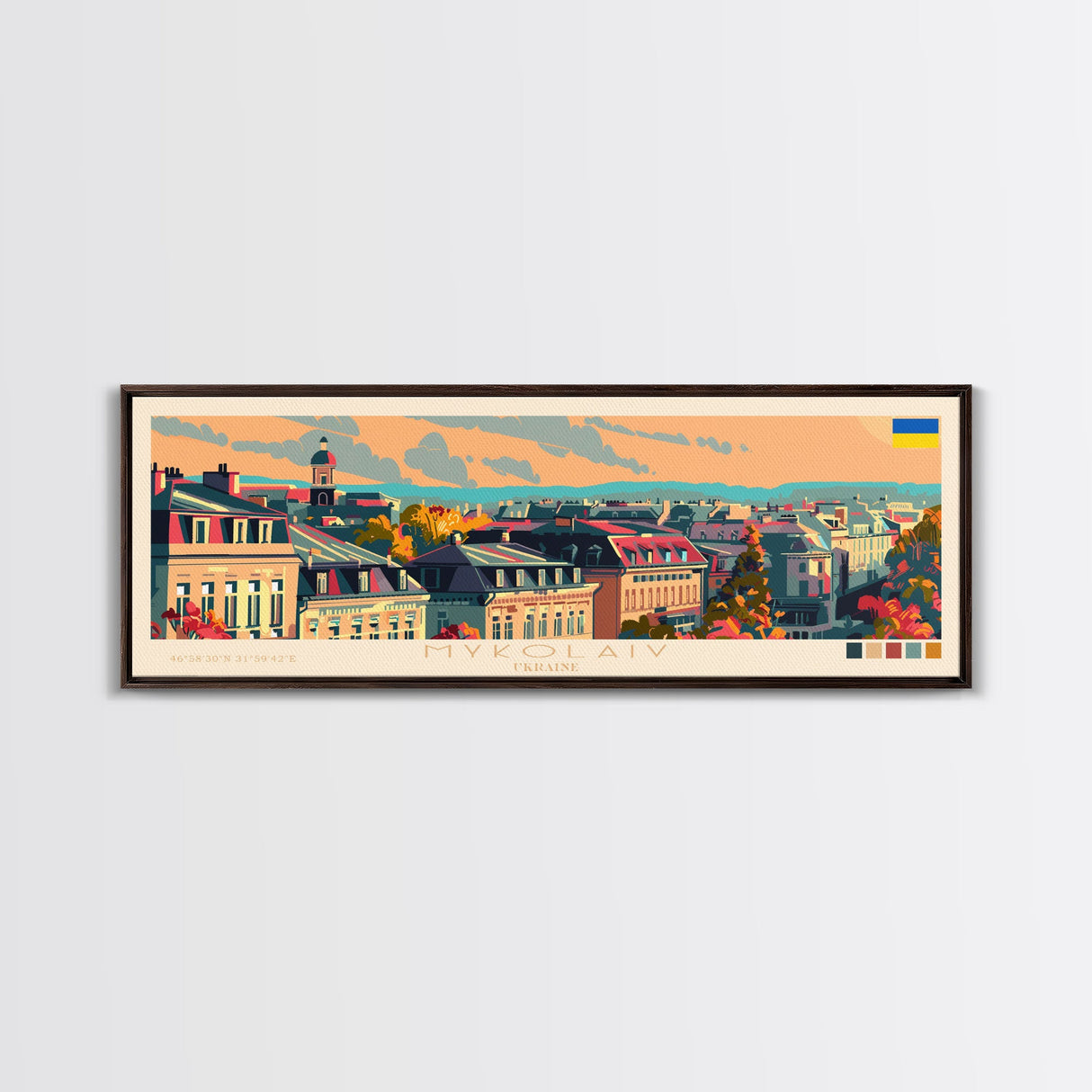 Mykolaiv Ukraine Wall Art, Panoramic Travel Poster, Panoramic Framed Canvas Print, City Wall Art, Wall Hanging Home Decor, Travel Art