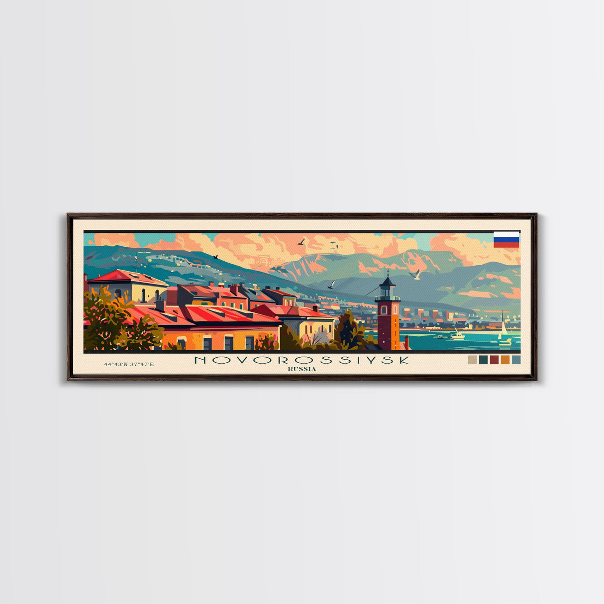 Novorossiysk Russia Wall Art, Panoramic Travel Poster, Panoramic Framed Canvas Print, City Wall Art, Wall Hanging Home Decor, Travel Art