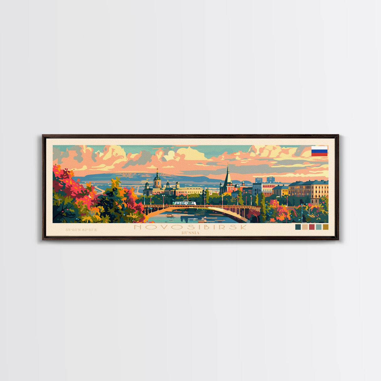 Novosibirsk Russia Travel Print Wall Art, Panoramic City Art, Travel Art, Wall Decor, Vacation Gift, Framed Canvas Print Or Metal Art