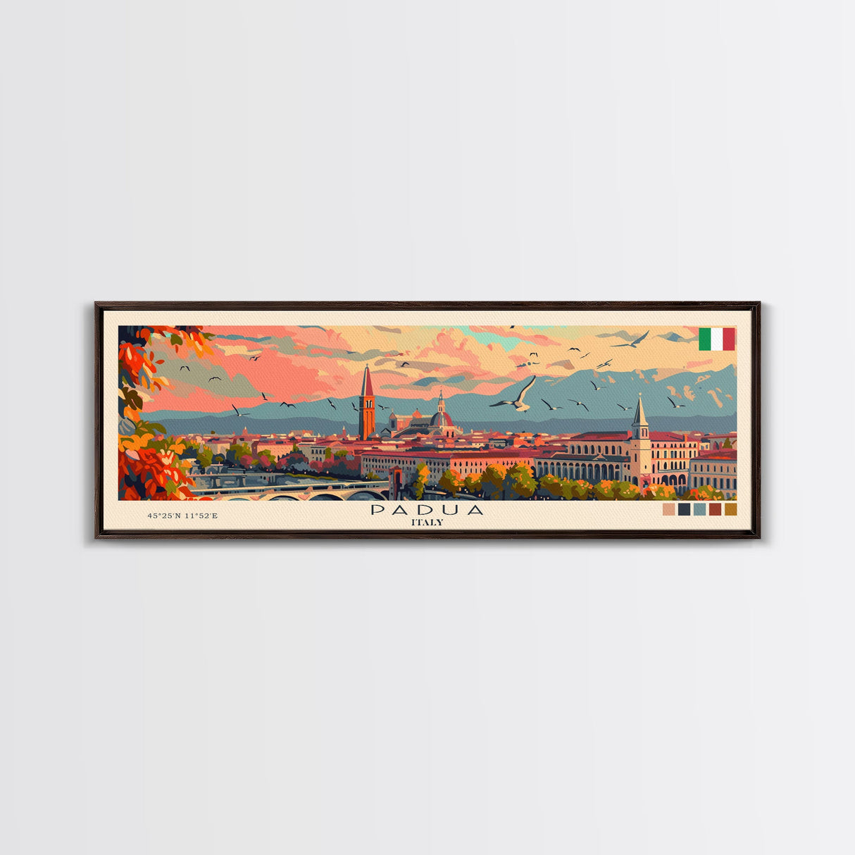 Padua Italy Wall Art, Panoramic Travel Poster, Panoramic Framed Canvas Print, City Wall Art, Wall Hanging Home Decor, Travel Art