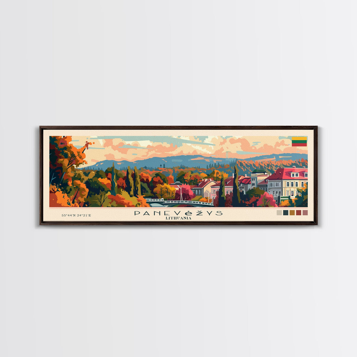 Panevys Lithuania Travel Print Wall Art, Panoramic City Art, Travel Art, Wall Decor, Vacation Gift, Framed Canvas Print Or Metal Art