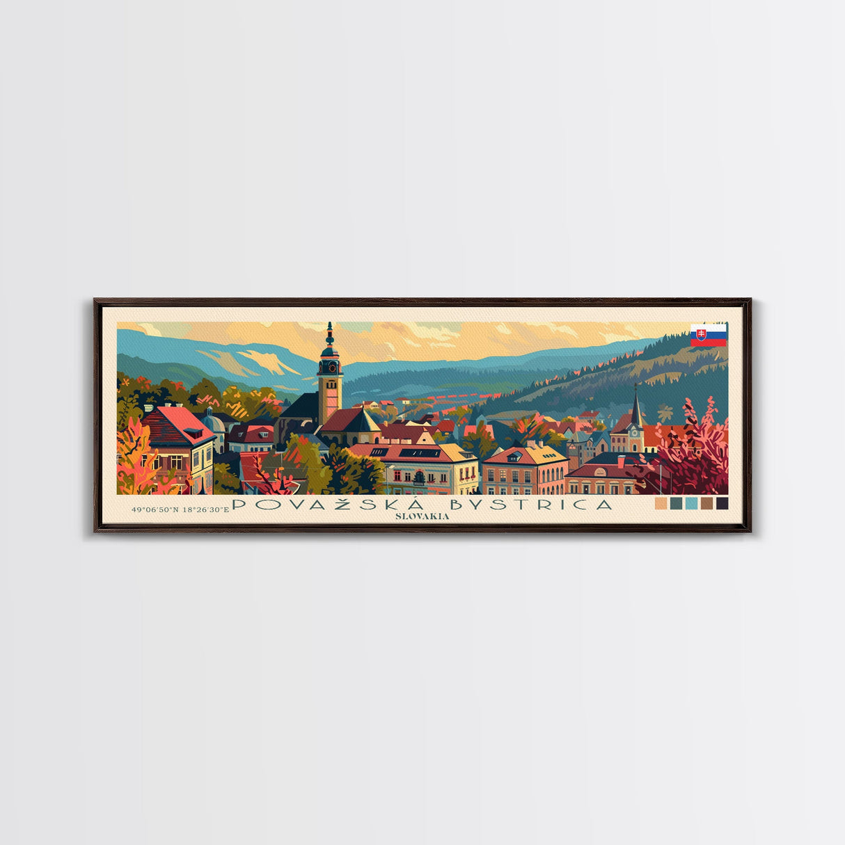 Povazska Bystrica Slovakia Travel Print Wall Art, Panoramic City Art, Travel Art, Wall Decor, Vacation Gift, Framed Canvas Print Or Metal Art