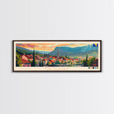 Prijedor Bosnia Travel Art, City Art, Framed Canvas Print or Metal Wall Art, Europe Travel Poster, Panoramic Wall Art, Extra Wide Wall Art