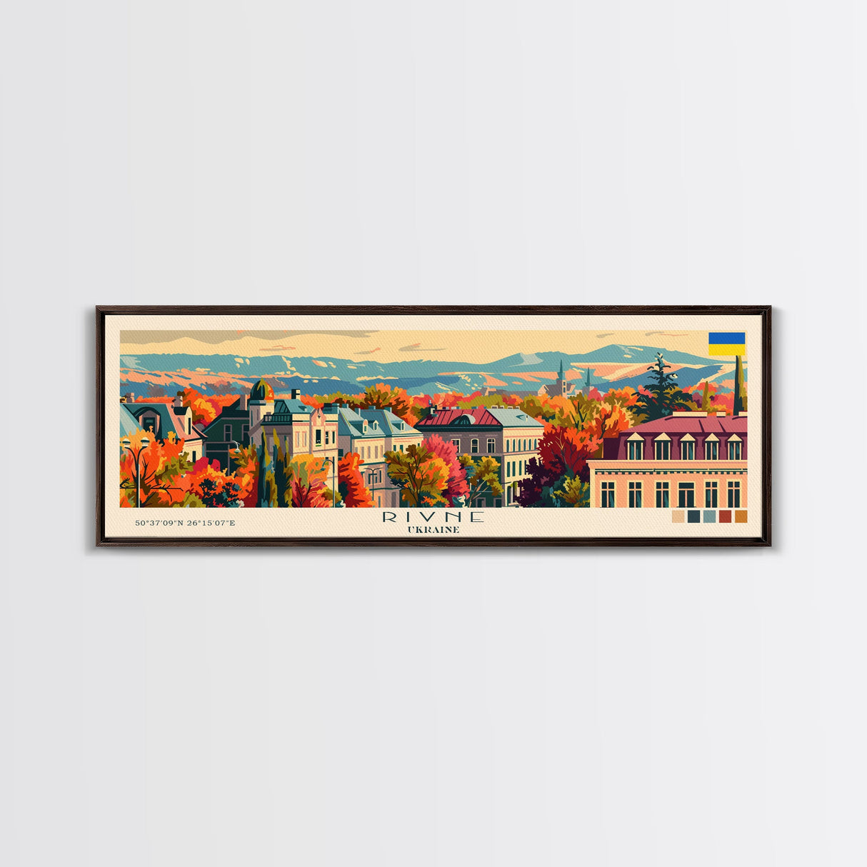 Rivne Ukraine Wall Art, Panoramic Travel Poster, Panoramic Framed Canvas Print, City Wall Art, Wall Hanging Home Decor, Travel Art