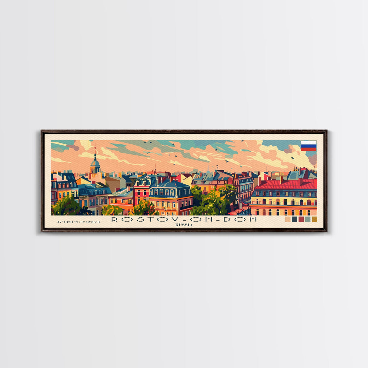 Rostov on Don Russia Panoramic Travel Poster, Framed Canvas Print or Metal Wall Art, Travel Art, Home Decor, Panoramic Painting, Midcentury Art