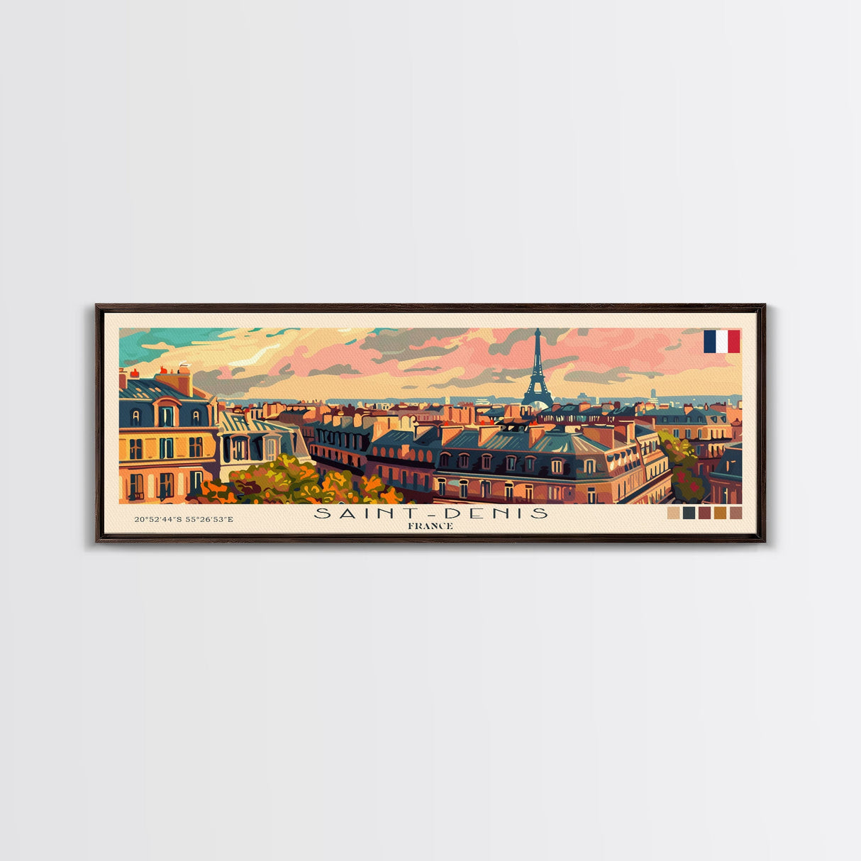 Saint Denis France Travel Art, City Art, Framed Canvas Print or Metal Wall Art, Europe Travel Poster, Panoramic Wall Art, Extra Wide Wall Art