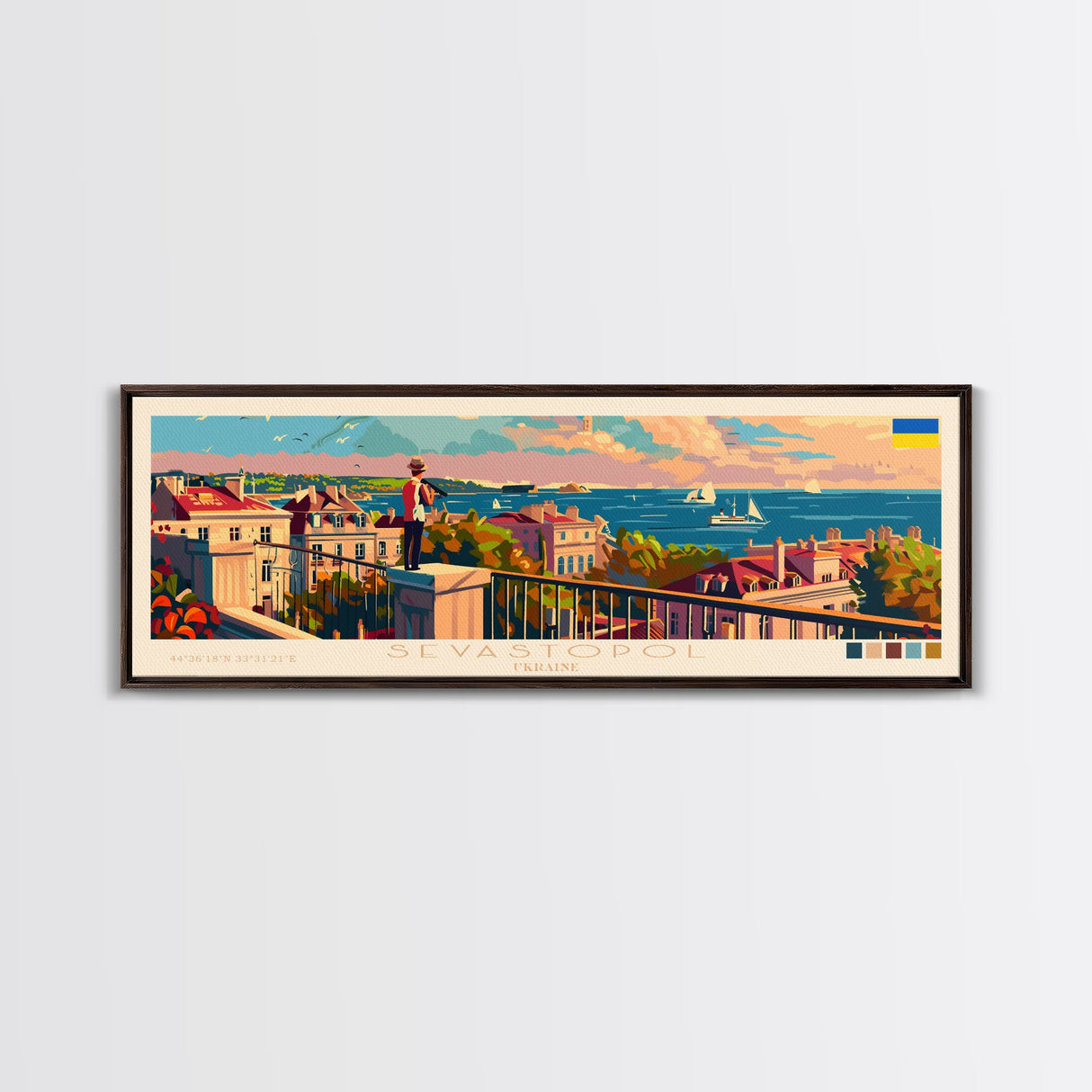 Sevastopol Ukraine Travel Art, City Art, Framed Canvas Print or Metal Wall Art, Europe Travel Poster, Panoramic Wall Art, Extra Wide Wall Art