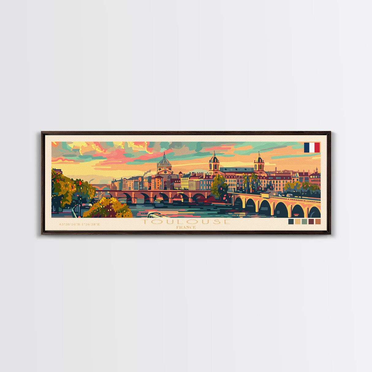 Toulouse France Wall Art, Panoramic Travel Poster, Panoramic Framed Canvas Print, City Wall Art, Wall Hanging Home Decor, Travel Art