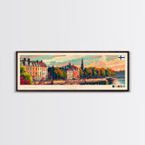 Turku Finland Wall Art, Panoramic Travel Poster, Panoramic Framed Canvas Print, City Wall Art, Wall Hanging Home Decor, Travel Art