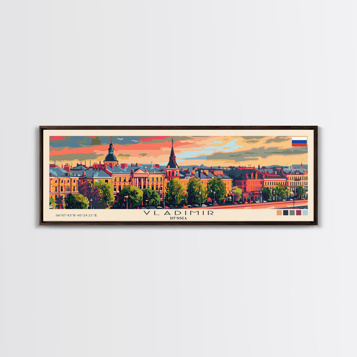 Vladimir Russia Wall Art, Panoramic Travel Poster, Panoramic Framed Canvas Print, City Wall Art, Wall Hanging Home Decor, Travel Art