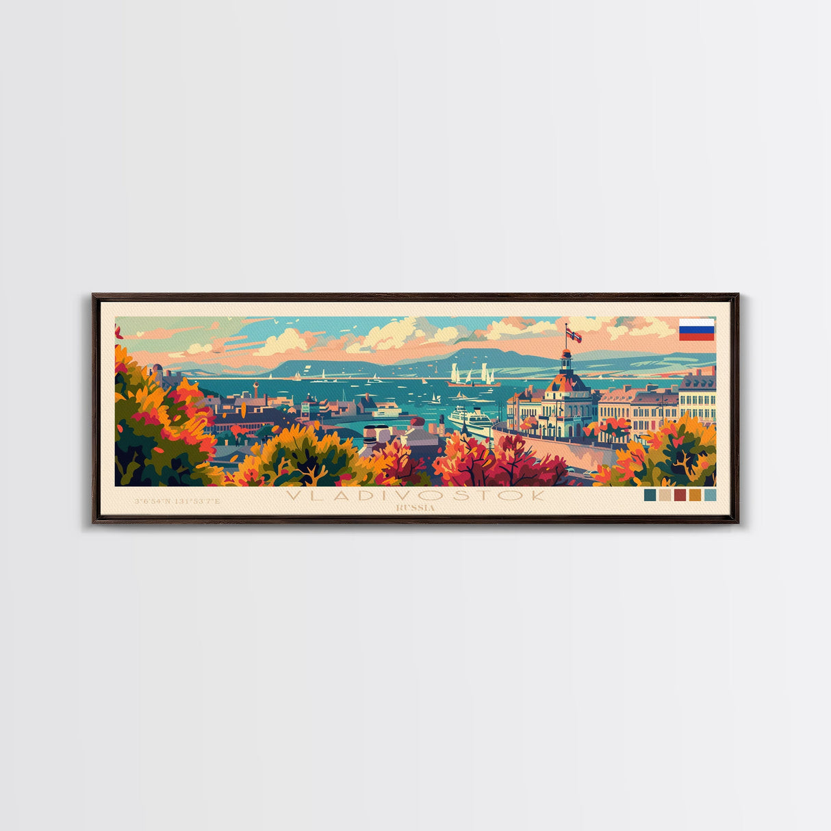 Vladivostok Russia Travel Print Wall Art, Panoramic City Art, Travel Art, Wall Decor, Vacation Gift, Framed Canvas Print Or Metal Art