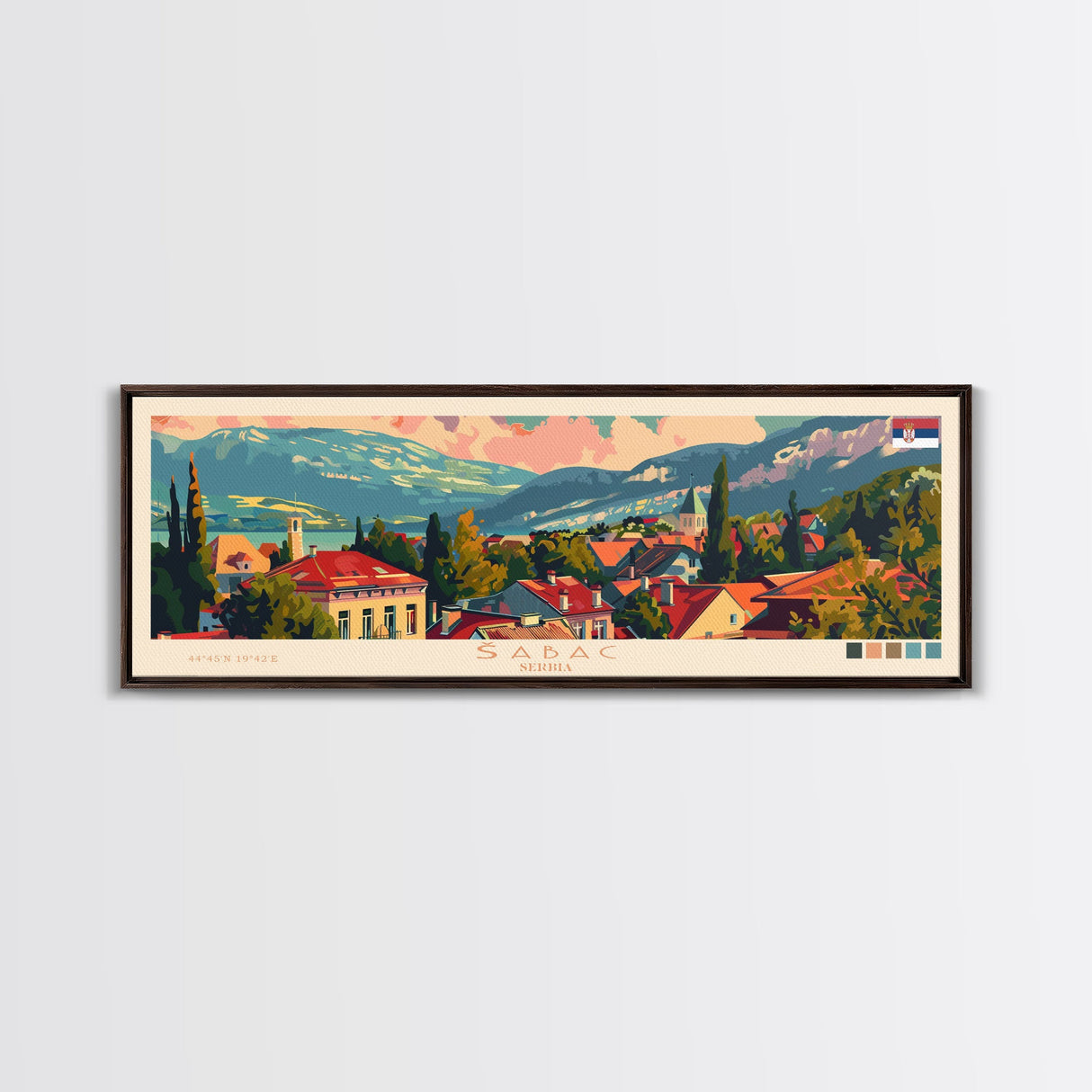 Šabac Serbia Wall Art, Panoramic Travel Poster, Panoramic Framed Canvas Print, City Wall Art, Wall Hanging Home Decor, Travel Art